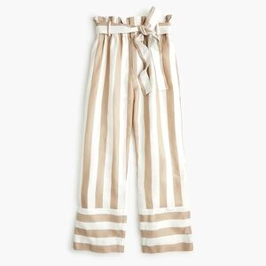 J. Crew Point Sur Paperbag Waist Pants in Khaki Stripe Size 2